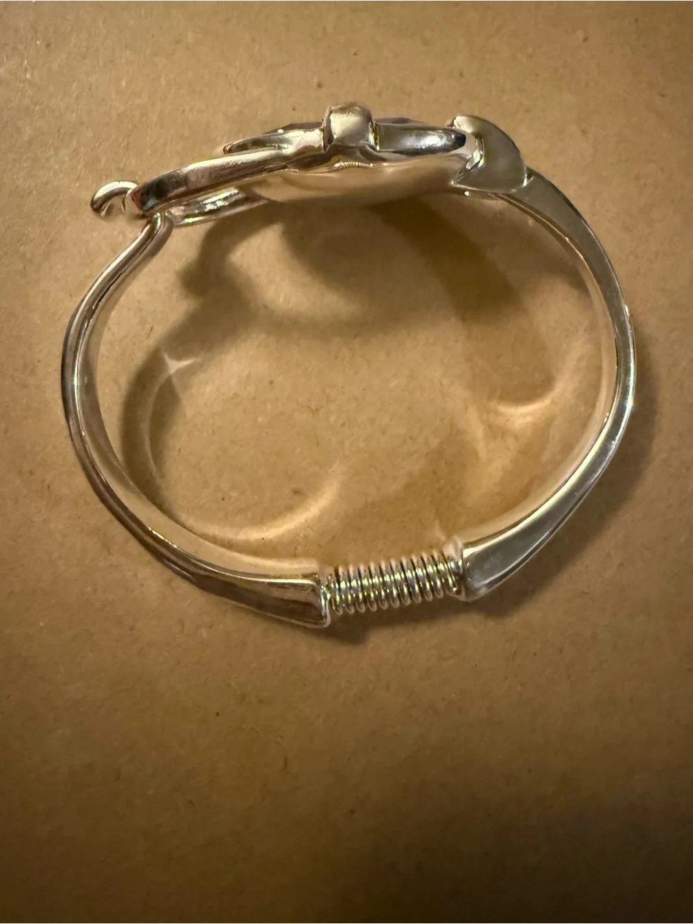 Uno de 50 bangle bracelet with faceted blue crystal